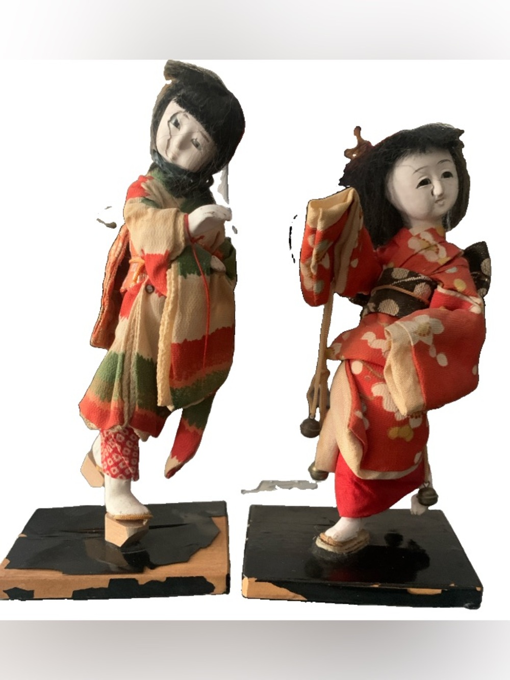 Vintage Traditional Kimono Figures Dolls Smooth Face Painted MCM Style Lot Set
